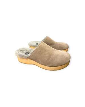 Eileen Fisher Suede Shearling Wood Clog Women size 9